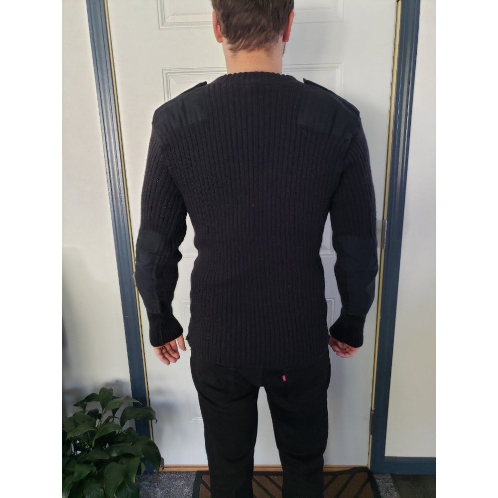 Black Wool Ribbed Sweater - Picture 3 of 4